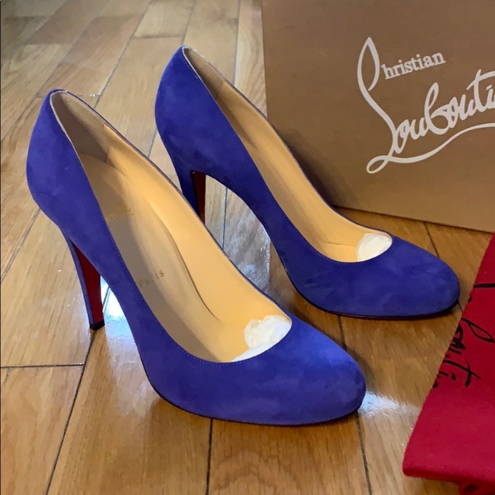 NWB LOUBOUTIN Blue Suede Ron Ron Stiletto Pumps
